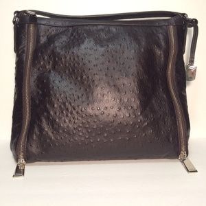 Furla - Dark Brown Ostrich Embossed Leather Hobo